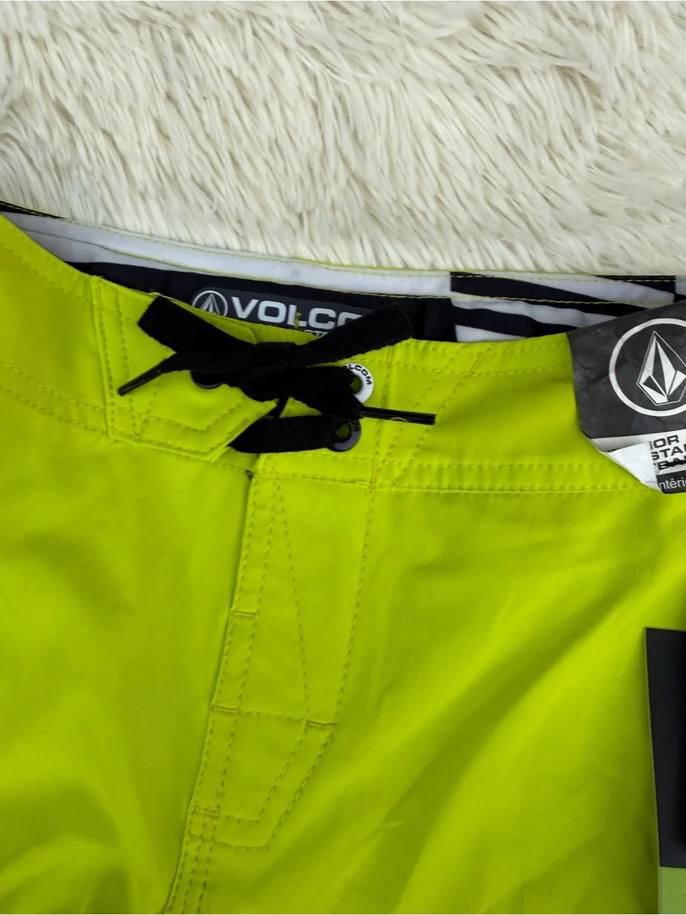 Volcom Kidd’s Neon Lime Stretch Swim Trunks